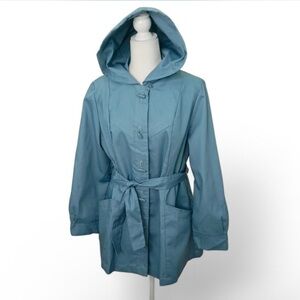 💜 VINTAGE Light Blue Hooded Long Sleeve Jacket/Coat
